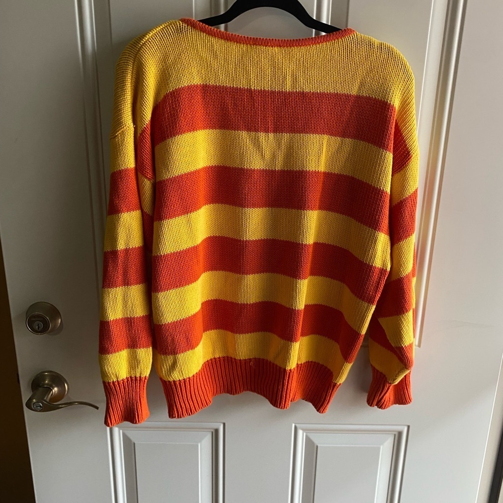 Mondi Vintage Size 38 Sweater Yellow Orange Striped Lemon Design Made In Germany - Picture 5 of 8
